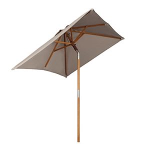 Sekey® 200 × 150 cm Holz-Sonnenschirm Marktschirm Gartenschirm Terrassenschirm Taupe Quadratisch - 1